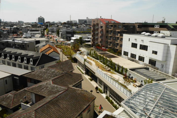 線路跡地に家賃を抑えた個人商店の街を連ねた